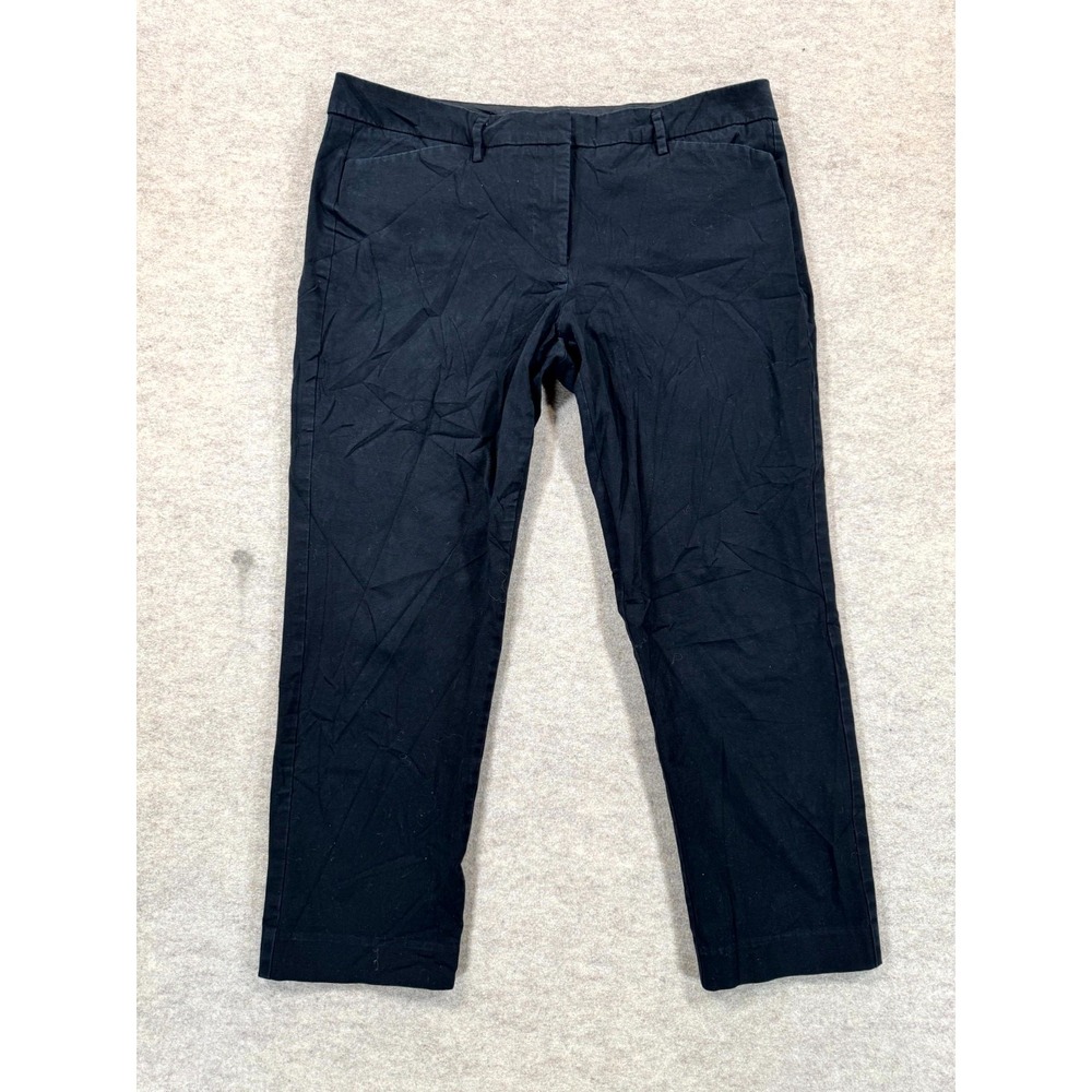 Worthington Ankle Pants Womens 12 Black Cotton Stretch Mid Rise Straight Leg